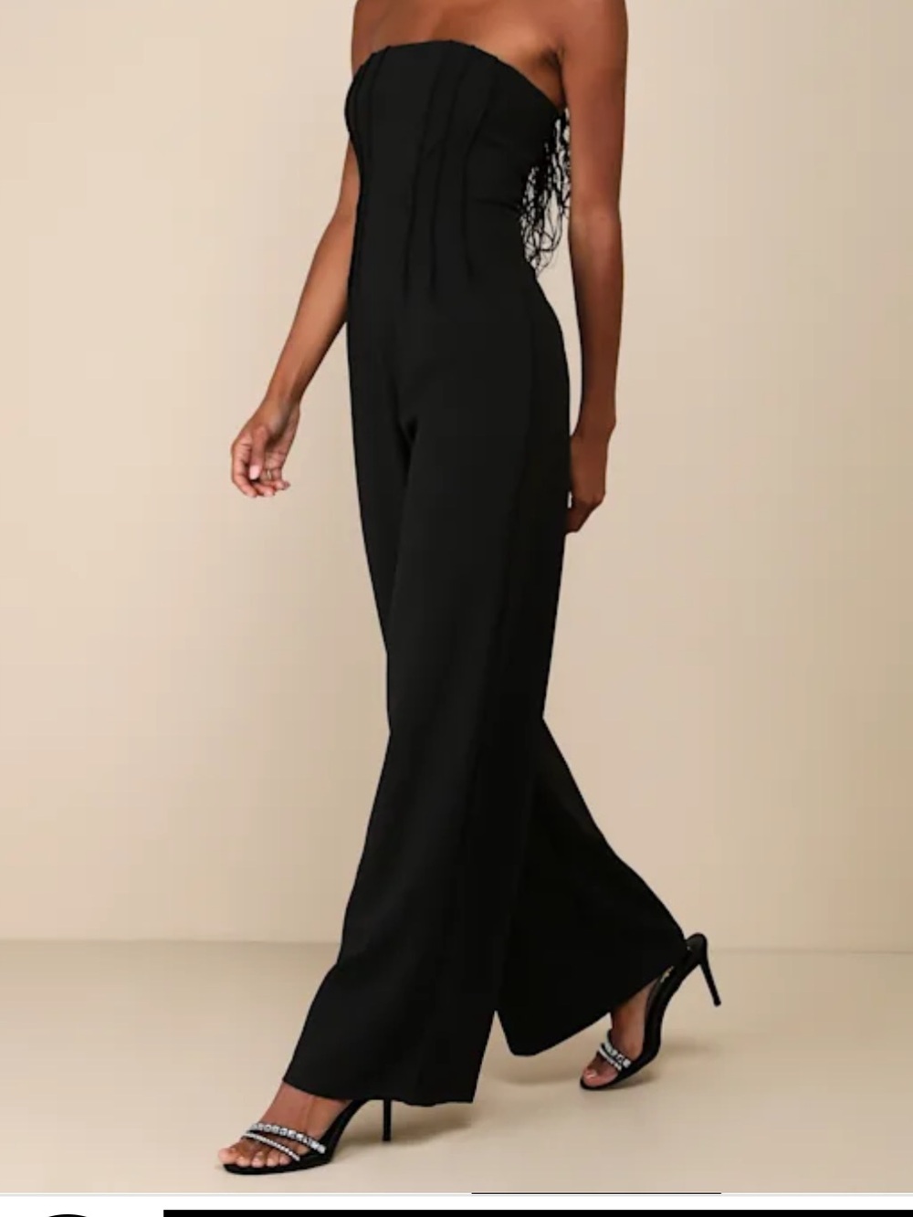 Lulu's Black Strapless
Pintuck Wide-Leg Jumpsuit